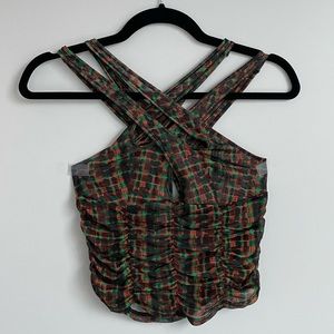 Brand new I Am Gia Criss Cross mesh top Y2K